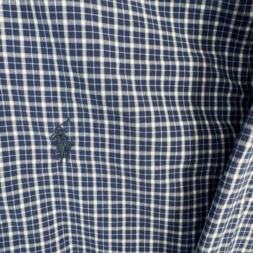 Ralph Lauren Classic Fit Button Down Shirt Blue Check Long Sleeve Cotton XXL VTG